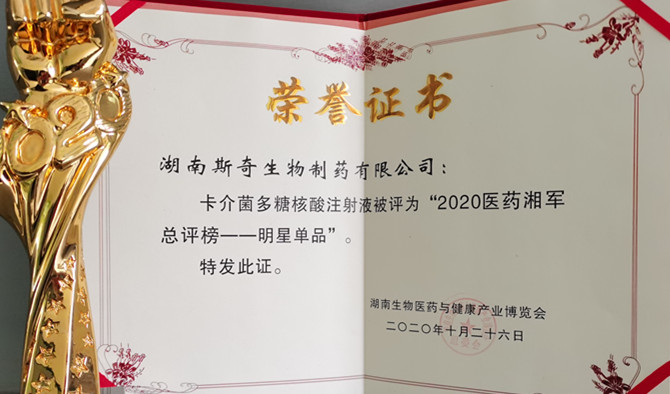 喜訊！斯奇康榮獲“2020醫(yī)藥湘軍總評榜—明星單品”