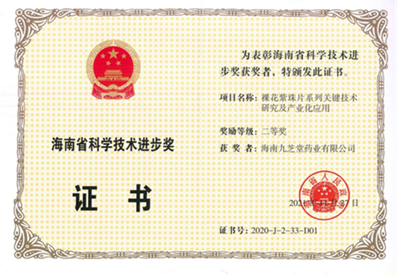 海南藥業(yè) “裸花紫珠片系列關(guān)鍵技術(shù)研究及產(chǎn)業(yè)化應(yīng)用”榮獲海南省科技進(jìn)步二等獎(jiǎng)